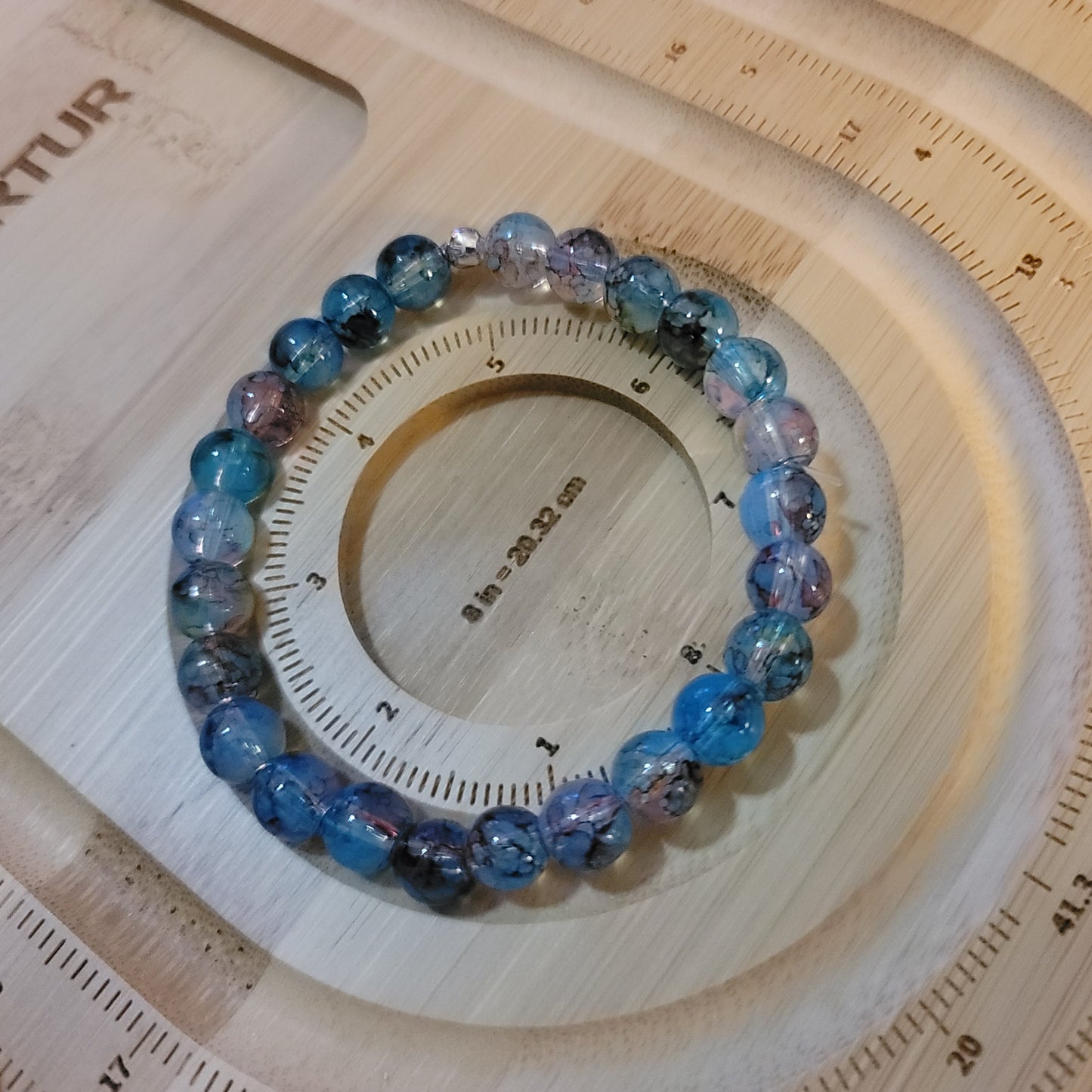 Jurassic Tide – Iridescent Beaded Bracelet, Shimmering Glass Bead Bracelet