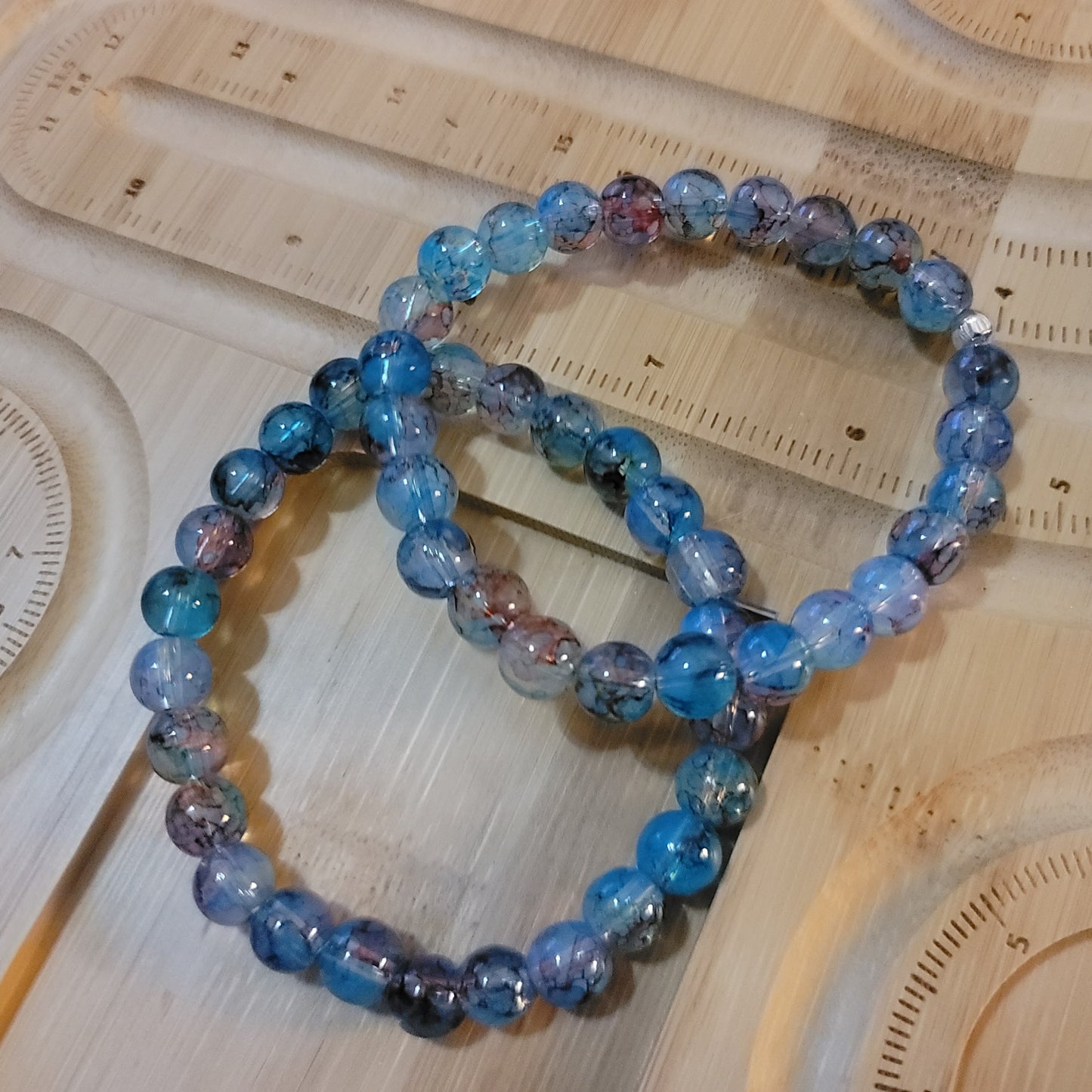 Jurassic Tide – Iridescent Beaded Bracelet, Shimmering Glass Bead Bracelet