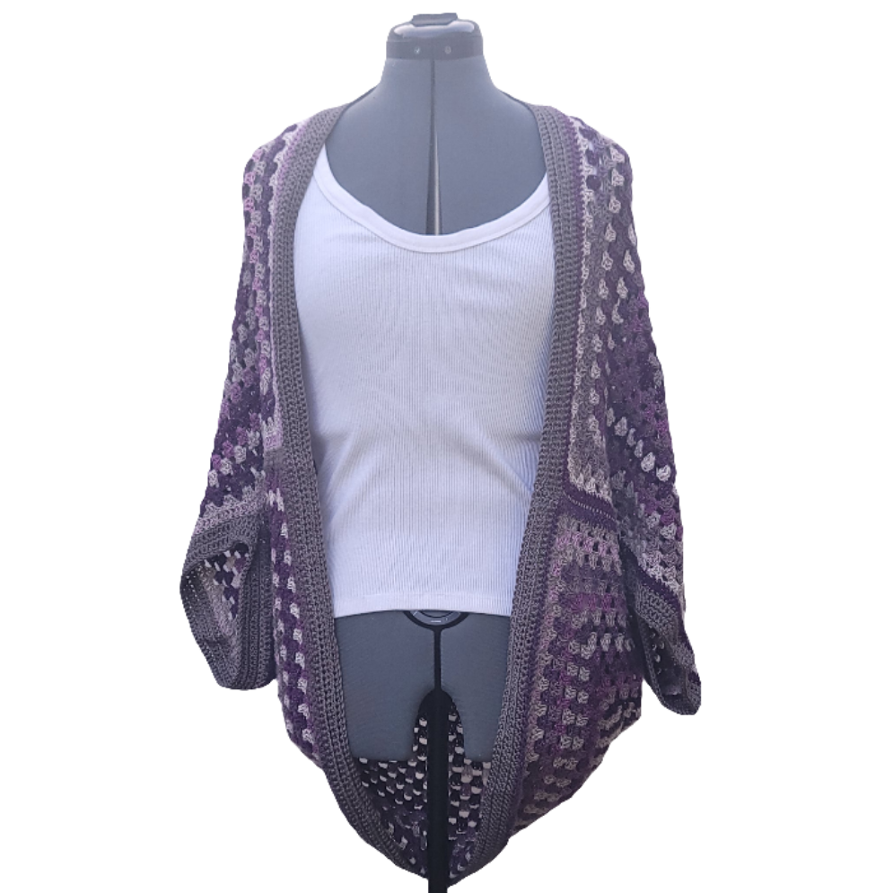 Moon Phase Cardigan, Purple Grey White Handmade Cardigan