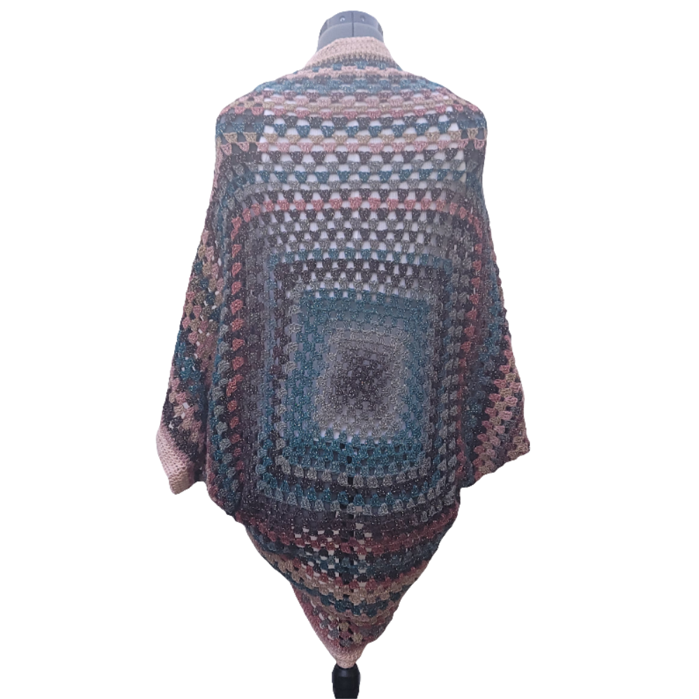 Voyager Cardigan, Blue Peach Brown Handmade Cardigan