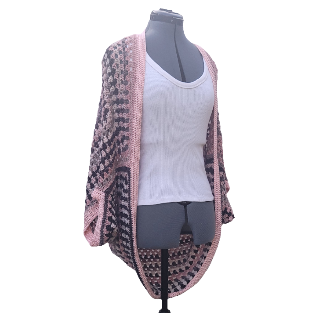 Jupiter Cardigan, Pink White Grey Handmade Cardigan