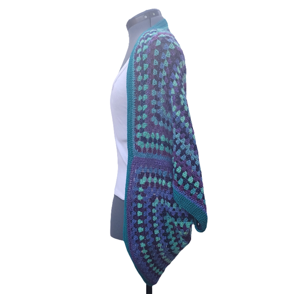 Rigel the Star Cardigan, Blue Purple Turquoise Handmade Cardigan