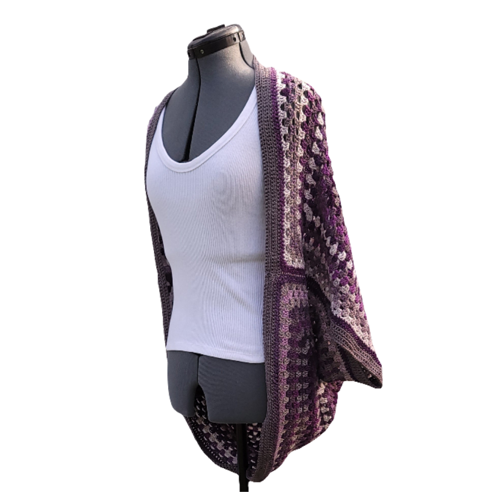 Moon Phase Cardigan, Purple Grey White Handmade Cardigan