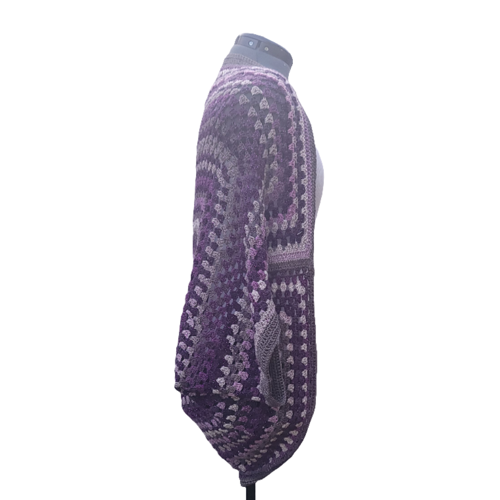 Moon Phase Cardigan, Purple Grey White Handmade Cardigan