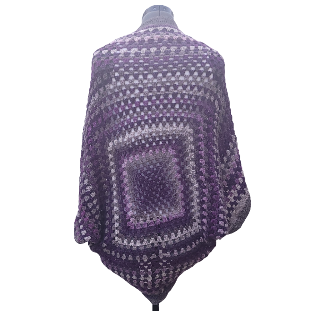 Moon Phase Cardigan, Purple Grey White Handmade Cardigan