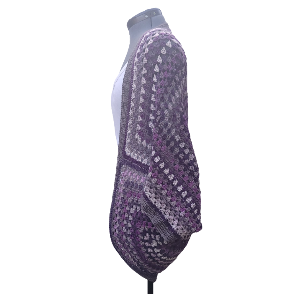 Moon Phase Cardigan, Purple Grey White Handmade Cardigan