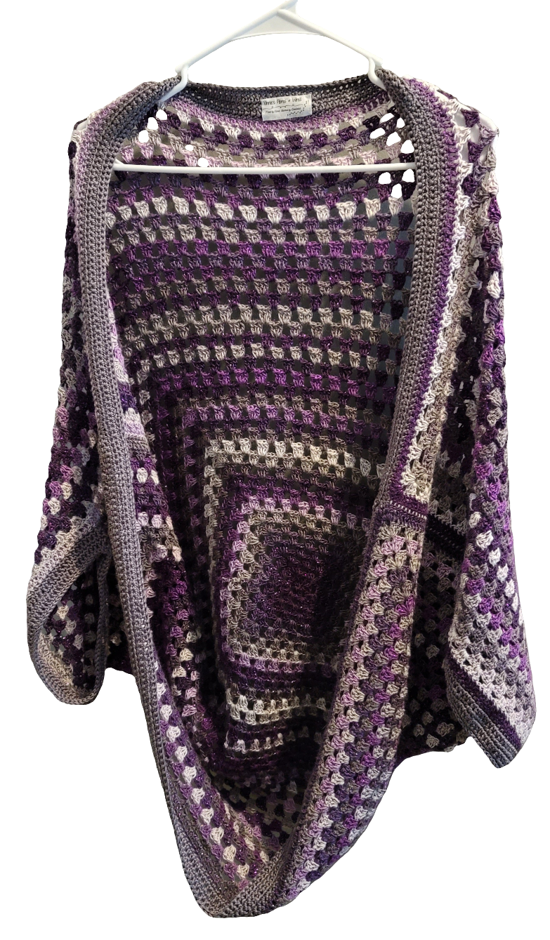 Moon Phase Cardigan, Purple Grey White Handmade Cardigan