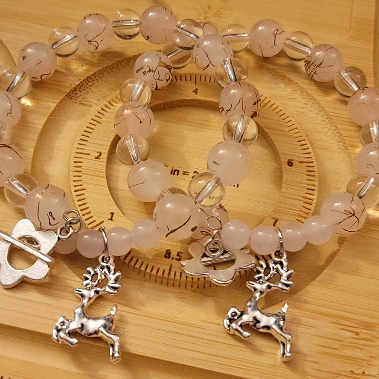 Lovely Pink Reindeer Charm Bracelet - Perfect for December!