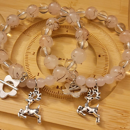 Lovely Pink Reindeer Charm Bracelet - Perfect for December!
