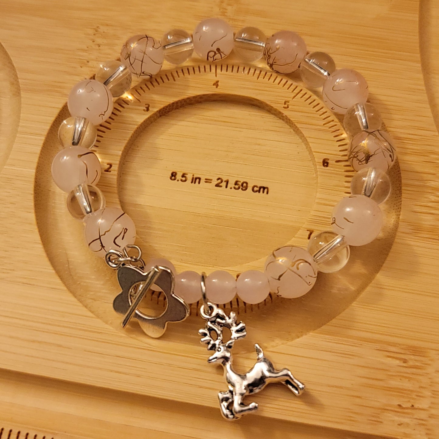 Lovely Pink Reindeer Charm Bracelet - Perfect for December!