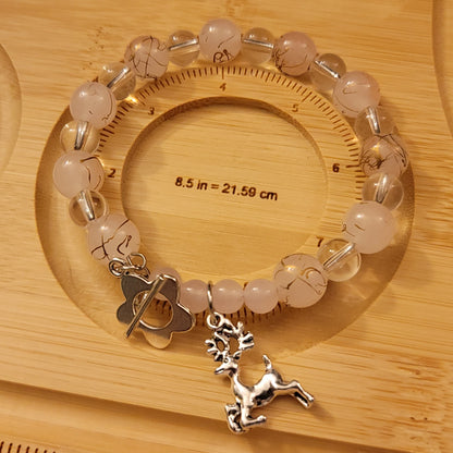 Lovely Pink Reindeer Charm Bracelet - Perfect for December!