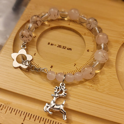 Lovely Pink Reindeer Charm Bracelet - Perfect for December!
