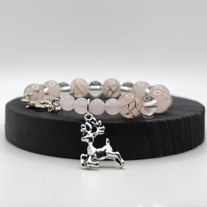 Lovely Pink Reindeer Charm Bracelet - Perfect for December!