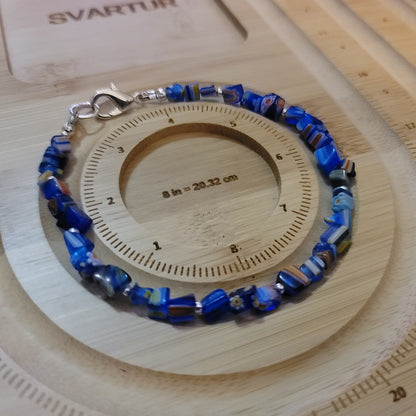 Blue Millefiori Glass Chip Bracelet
