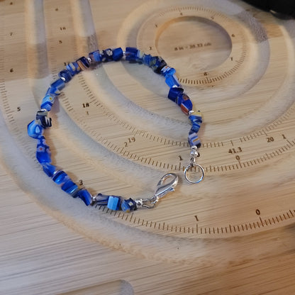 Blue Millefiori Glass Chip Bracelet