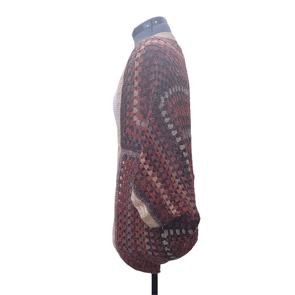 Magnitude Cardigan, Orange Rust Brown Tan Handmade Cardigan