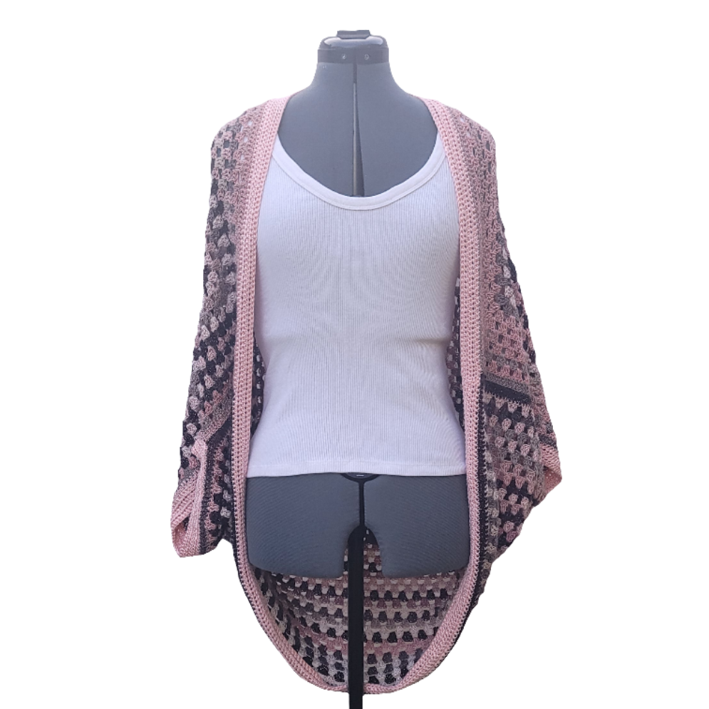 Jupiter Cardigan, Pink White Grey Handmade Cardigan