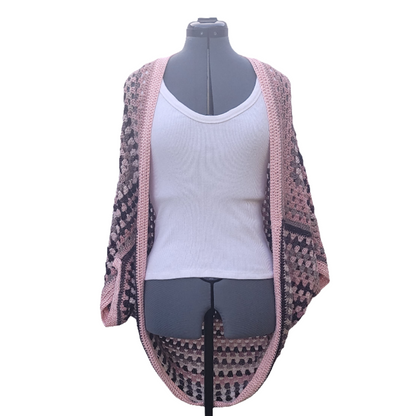 Jupiter Cardigan, Pink White Grey Handmade Cardigan