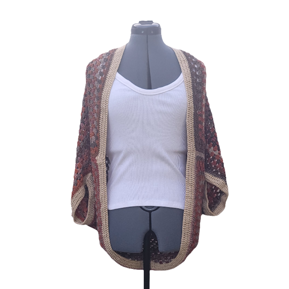 Magnitude Cardigan, Orange Rust Brown Tan Handmade Cardigan