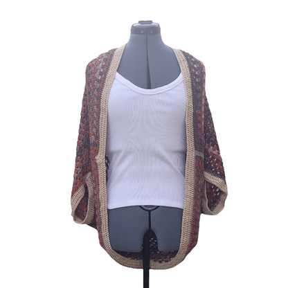 Magnitude Cardigan, Orange Rust Brown Tan Handmade Cardigan