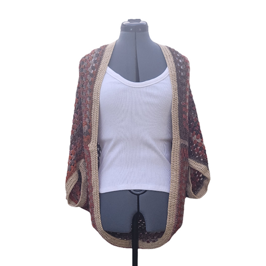 Magnitude Cardigan, Orange Rust Brown Tan Handmade Cardigan