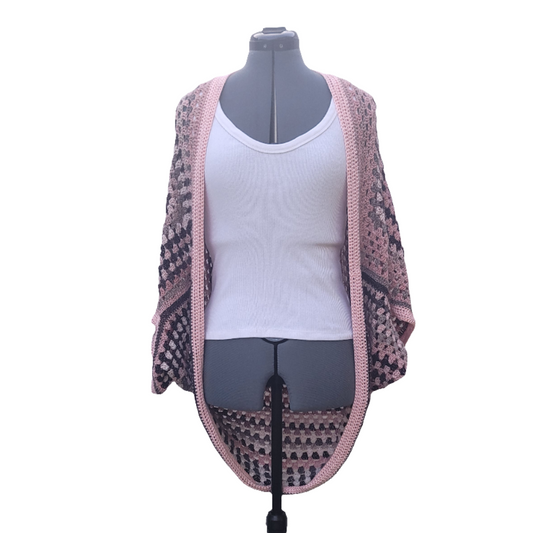 Jupiter Cardigan, Pink White Grey Handmade Cardigan