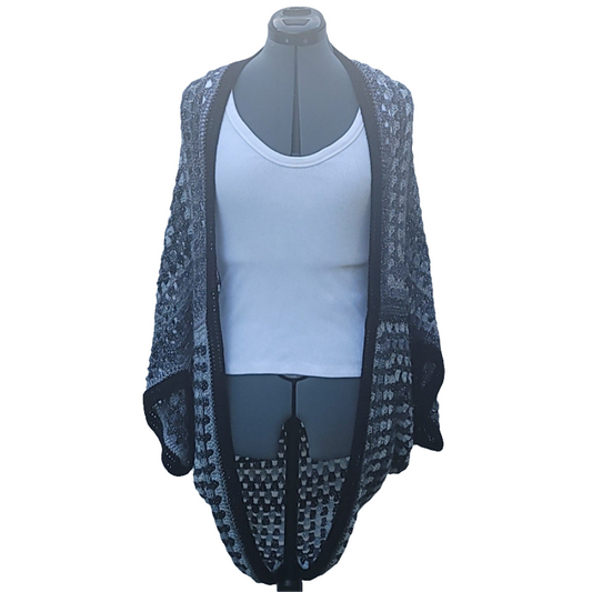 Andromeda Cardigan, Black White Grey Handmade Cardigan