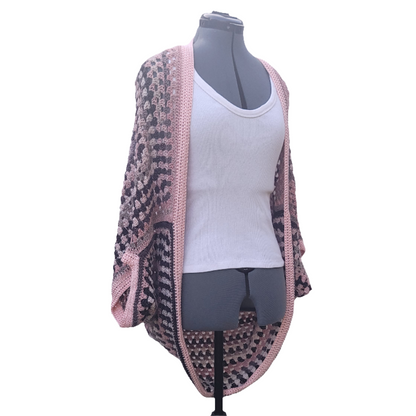 Jupiter Cardigan, Pink White Grey Handmade Cardigan