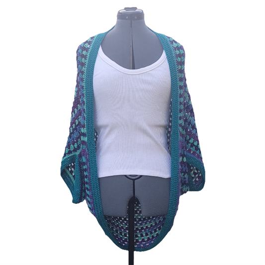 Rigel the Star Cardigan, Blue Purple Turquoise Handmade Cardigan