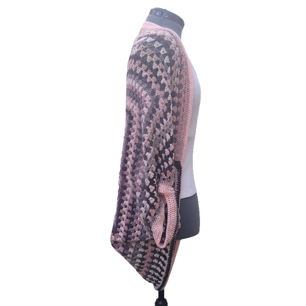 Jupiter Cardigan, Pink White Grey Handmade Cardigan