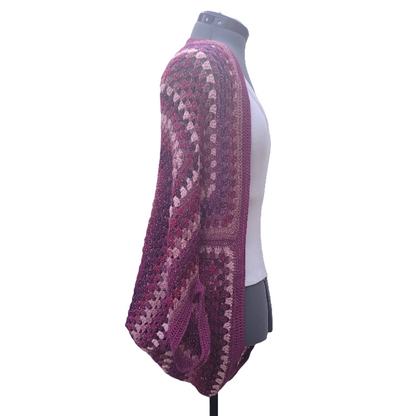 Blaze Star Cardigan, Magenta Pink Handmade Cardigan