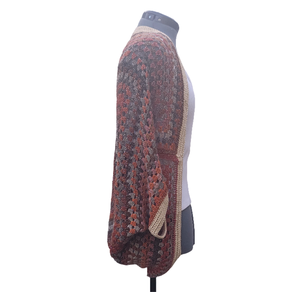 Magnitude Cardigan, Orange Rust Brown Tan Handmade Cardigan