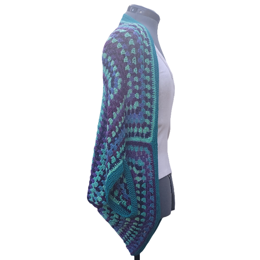 Rigel the Star Cardigan, Blue Purple Turquoise Handmade Cardigan