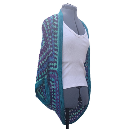 Rigel the Star Cardigan, Blue Purple Turquoise Handmade Cardigan