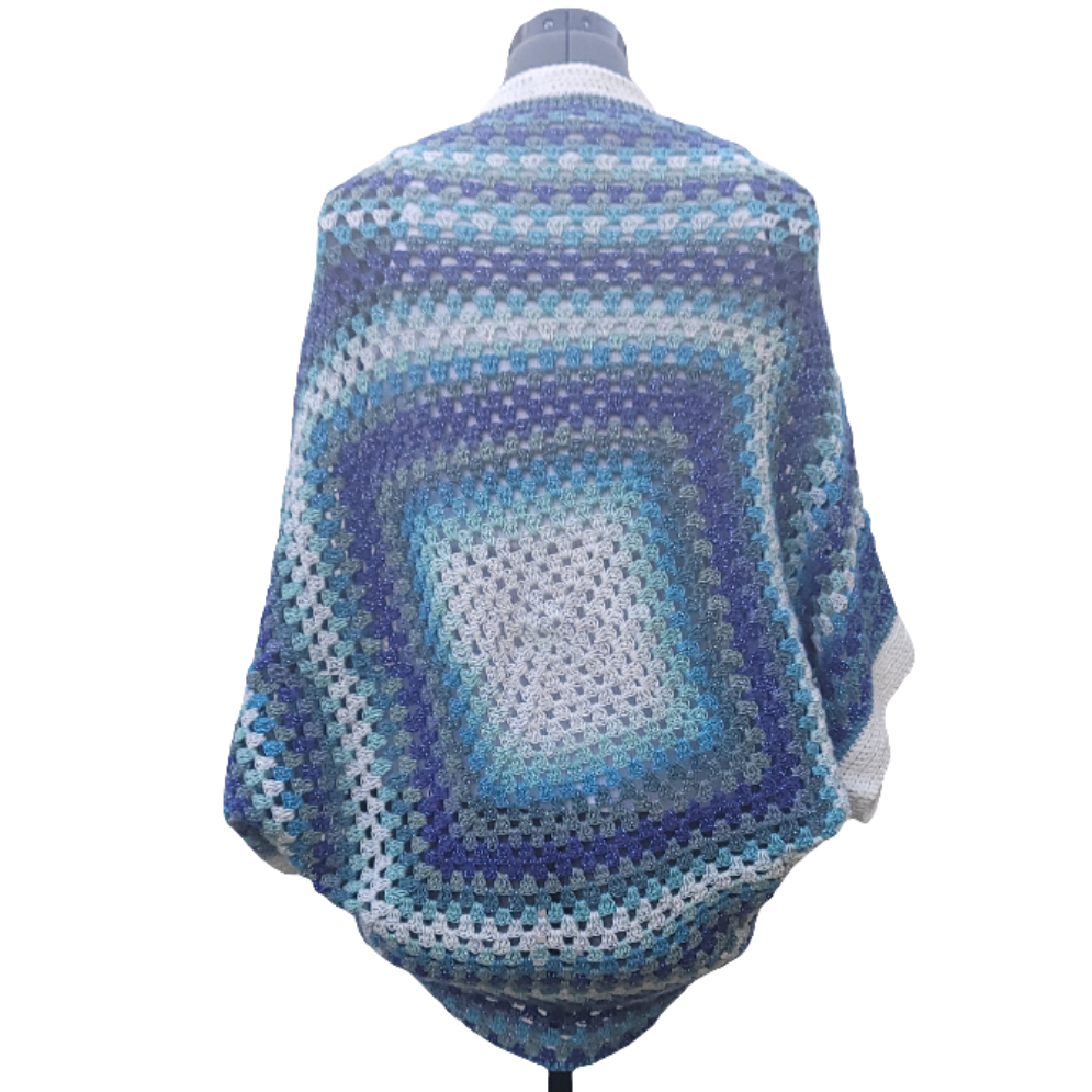 Blue White Star Cardigan, Icy Blue White Handmade Cardigan