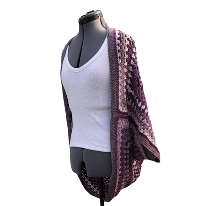 Moon Phase Cardigan, Purple Grey White Handmade Cardigan