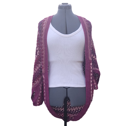 Blaze Star Cardigan, Magenta Pink Handmade Cardigan