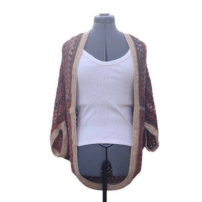 Magnitude Cardigan, Orange Rust Brown Tan Handmade Cardigan