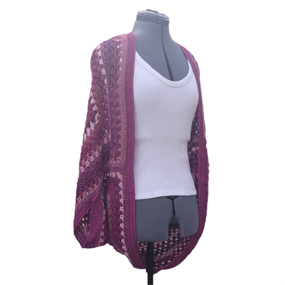 Blaze Star Cardigan, Magenta Pink Handmade Cardigan