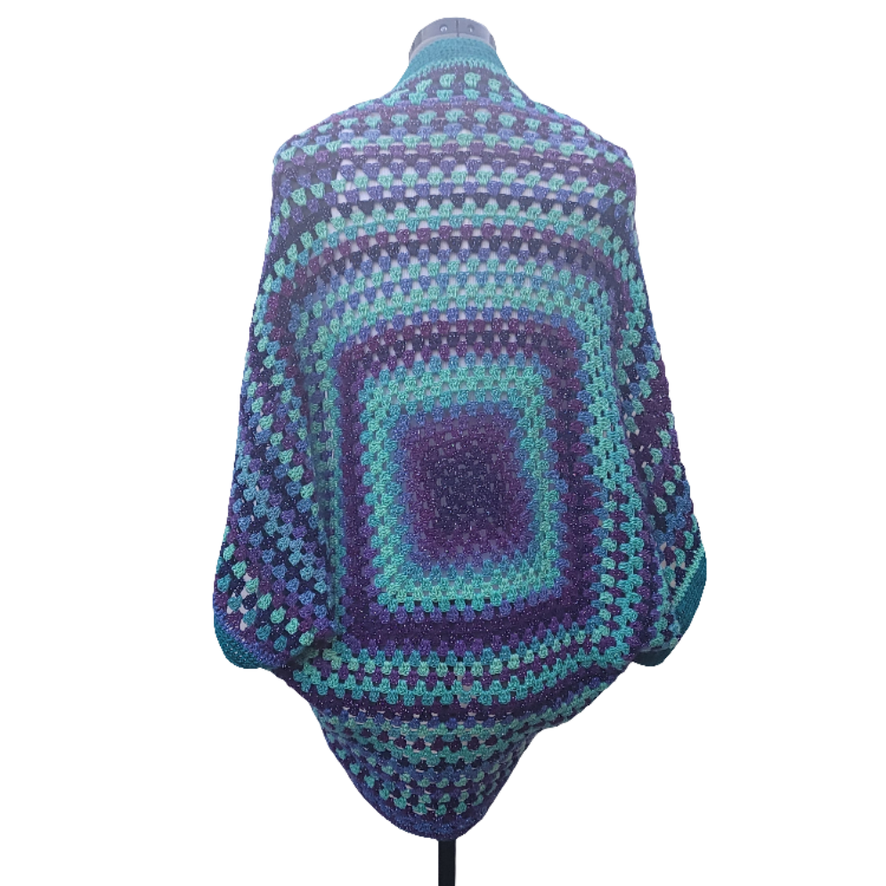 Rigel the Star Cardigan, Blue Purple Turquoise Handmade Cardigan