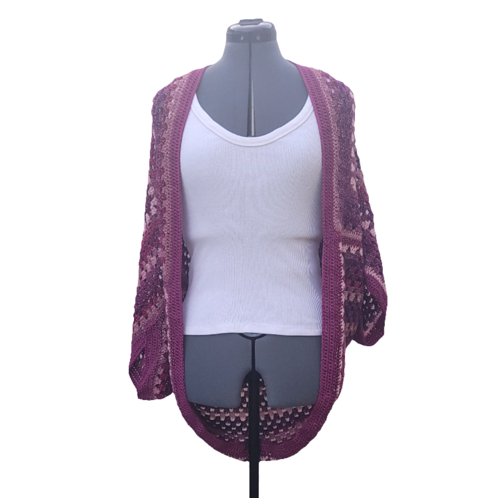 Blaze Star Cardigan, Magenta Pink Handmade Cardigan
