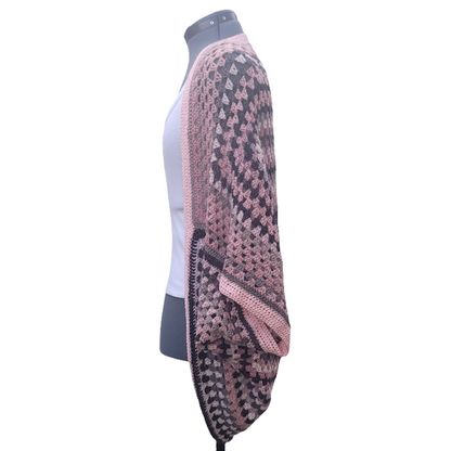 Jupiter Cardigan, Pink White Grey Handmade Cardigan