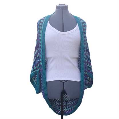 Rigel the Star Cardigan, Blue Purple Turquoise Handmade Cardigan