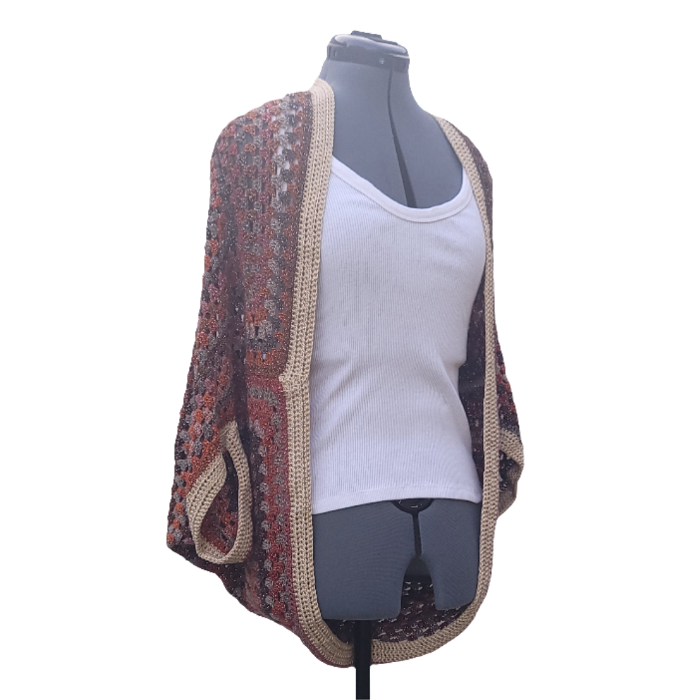 Magnitude Cardigan, Orange Rust Brown Tan Handmade Cardigan