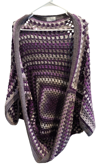 Moon Phase Cardigan, Purple Grey White Handmade Cardigan