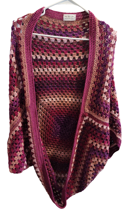 Blaze Star Cardigan, Magenta Pink Handmade Cardigan