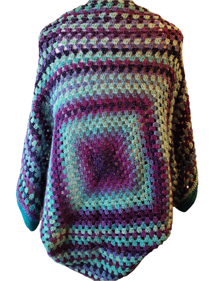 Rigel the Star Cardigan, Blue Purple Turquoise Handmade Cardigan