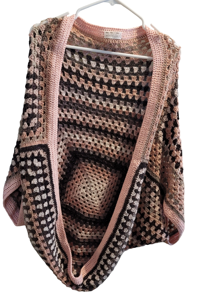 Jupiter Cardigan, Pink White Grey Handmade Cardigan
