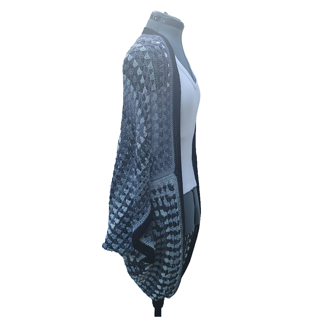 Andromeda Cardigan, Black White Grey Handmade Cardigan