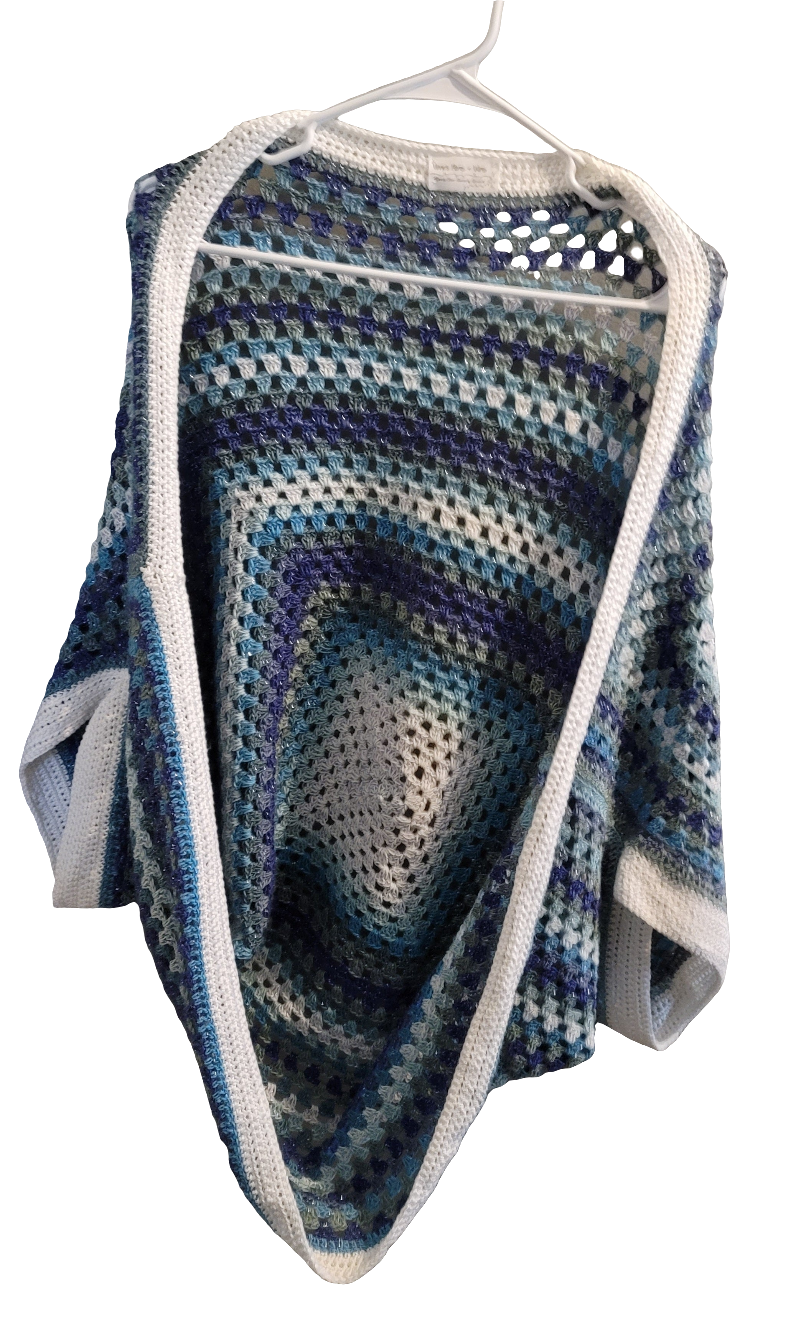 Blue White Star Cardigan, Icy Blue White Handmade Cardigan